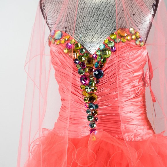 NWT coral ruffle convertible dress - Picture 3 of 8